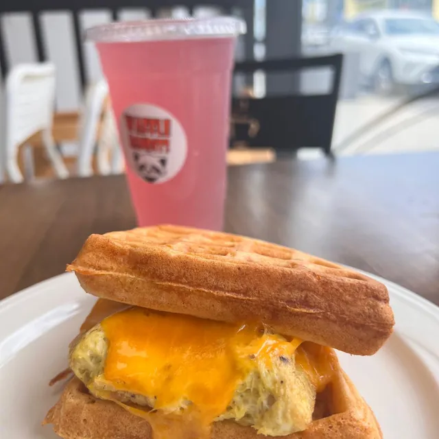 Egg cheese waffle sandwich